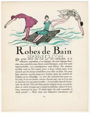 Robes de Bain, 1922 - Pierre Brissaud Gazette du Bon Ton, Beachwear, Text by Nicolas Bonnechose, 4 pages