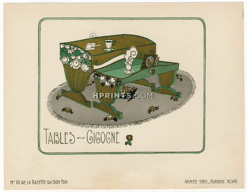 Tables-Gigogne, 1920 - Bagge & Huguet. La Gazette du Bon Ton, n°10 — Planche XLVIII