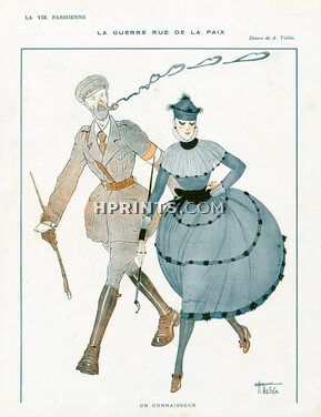 Armand Vallée 1916 "La Guerre Rue de la Paix", Military, Elegant, Courtisane
