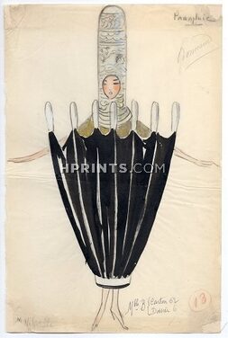 Madeleine Vilpelle 1920 Original Costume Design, Umbrella