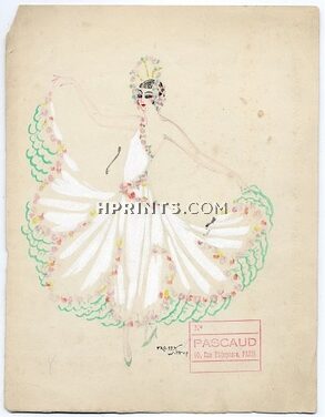 Freddy Wittop 1930s, Original Costume Design, Gouache, Folies Bergère