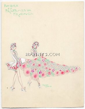 Freddy Wittop 1930s, Original Costume Design, Pages, Gouache, Folies Bergère