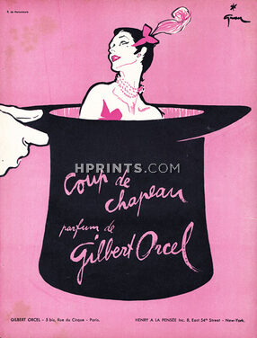 Gilbert Orcel (Perfumes) 1953 Coup de Chapeau, René Gruau