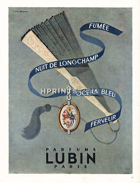 Lubin (Perfumes) 1945 Fumée, Nuit de Longchamp, Océan Bleu, Ferveur, Pierre Fix-Masseau