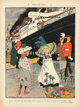 Charles Pourriol 1910 English Girls, ocean liner