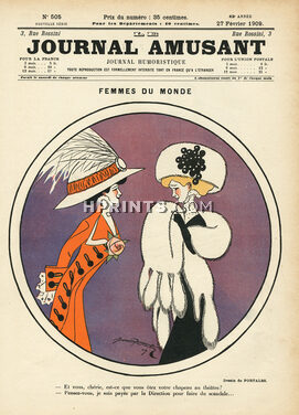 Portalez 1909 "Femmes du Monde", Elegantes, Millinery, Fur, Muff