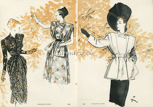 Jacques Fath 1945 René Gruau Fashion Illustration