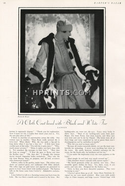 Jeanne Lanvin 1927 A Coat lined with Black and White Fur, Photo Demeyer