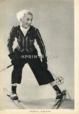 Véra Boréa & Hermès (Skiing) 1934 Photo Dorvyne