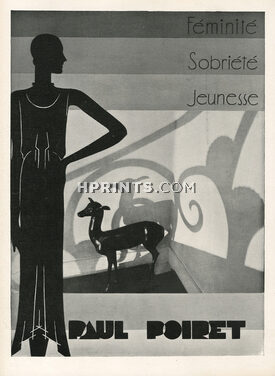 Paul Poiret 1930 American Advertising, Féminité, Sobriété, Jeunesse