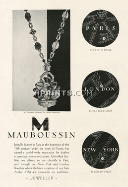 Mauboussin 1930 Pendant of carved Emeralds