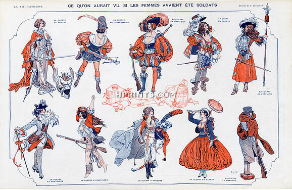 Hérouard 1915 Women Soldiers, Armour, Period Costumes