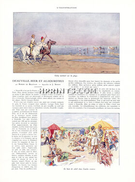Deauville, Hier et Aujourd'hui, 1935 - J. Simont Horse Racing, Clairefontaine, Racetrack, Yachts, Polo, Text by Robert de Beauplan, 6 pages