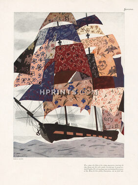 Lesur 1929 Textile designs created by Tsugouhoru Foujita, designed by Jacques Demachy