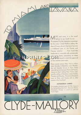 Clyde - Mallory Lines (Ship Company) 1930 Boat, to Miami and Havana