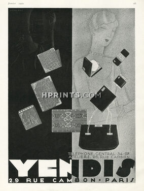 Yendis (Handbags) 1929 Art Deco, Lighter, Powder Box