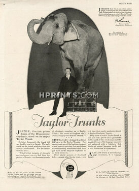 Taylor Trunk (Luggage) 1920 New York Hippodrome, with Jennie, a Power’s Dancing Elephant