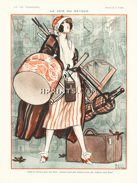 Armand Vallée 1921 La Joie du Retour, Hatbox Elegant Parisienne Luggage