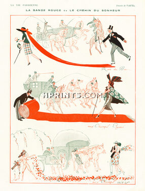 Vald'es 1921 "La Bande Rouge ou le Chemin du Bonheur" Rue du Bac, Champs Elysées, Aux Champs