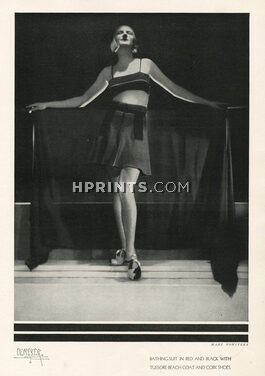 Marie Nowitzky (Beacher) 1931 Bathing Suit in Red and Black, Photo Demeyer