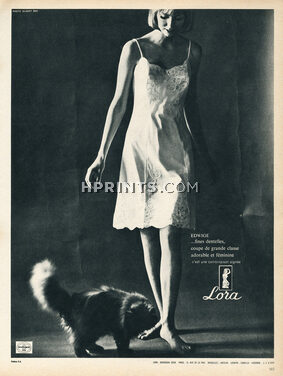 Lora (Lingerie) 1959 Nightgown, Cat, Photo Gilbert Roy