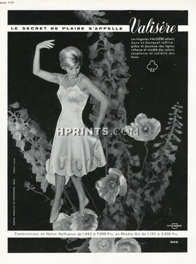 Valisère (Lingerie) 1959 Lace, Nightgown, Photo Y. Bazin