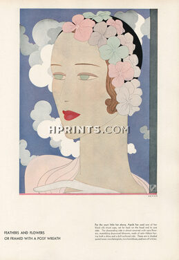 Madame Agnès 1931 Reynaldo Luza, Pastel Flowers Satin Ribbon