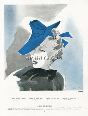 Madame Agnès 1938 Léon Bénigni, Sombrero in blue felt