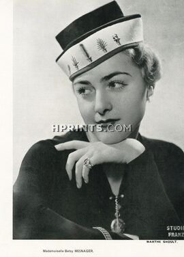 Marthe Groult (Millinery) 1938 Betsy Mesnager, Navy Blue Jersey Toque