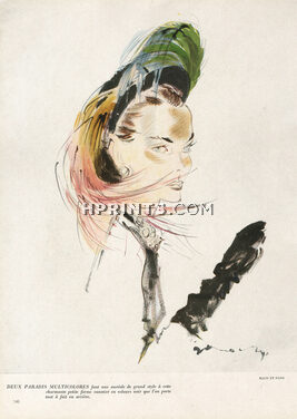 Maud Et Nano 1946 Canotier Velours noir, Paradis Multicolores, Demachy