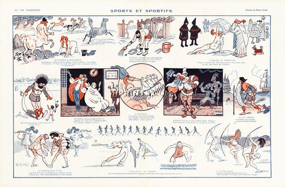 Henri Avelot 1921 Sports and Sportsmen, Tennis, Country, Marathon.. Comic Strip