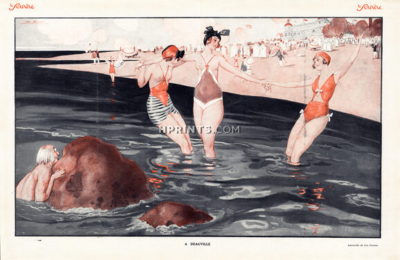 Léo Fontan 1924 A Deauville, Topless Bathing Beauties, Swimwear