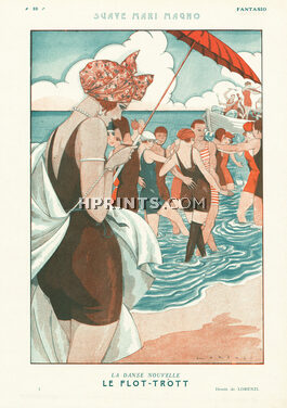 La Danse Nouvelle — Le Flot-Trott, 1922 - Lorenzi Bathing Beauties, Dancing in the water, Beach