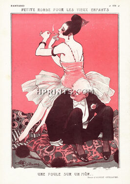 Une poule sur un mûr..., 1922 - Albert Guillaume Woman Smoking