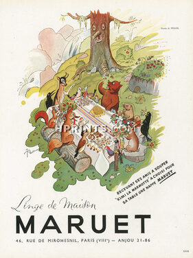 Maruet (Linen) 1947 Nappe, Kimi la Marmotte, Pellos