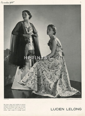 Lucien Lelong 1935 Damas, Bianchini Férier, Evening Gown