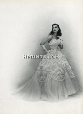 Jacques Griffe 1952 Robe en tulle, Evening Gown, Strapless Dress