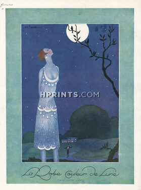Georges Lepape 1925 "La Robe Couleur de Lune" Lucien Lelong
