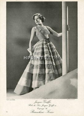 Jacques Griffe 1949 Evening Dress, "Lorganza" Bianchini Férier, Photo Seeberger