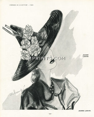 Jeanne Lanvin (Millinery) 1939 Capeline in black with roses, Schompré