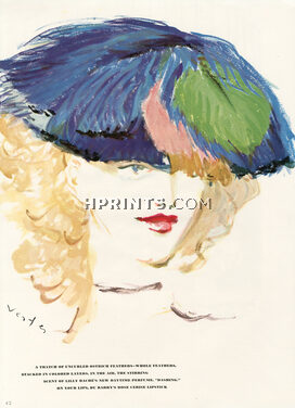 Lilly Daché 1942 Ostrich feathers Hat, Marcel Vertès