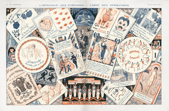 Henri Avelot 1924 Carte de Voeux, Greeting Card