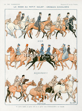 Raymond De La Nézière 1919 "La mode au petit galop" cavaliers, Rider, Horse, Horse riding