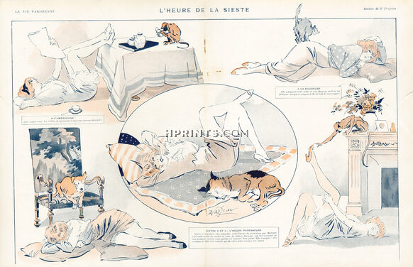 René Préjelan 1913 "L'heure de la sieste" A l'américaine, boudeuse, paresseuse