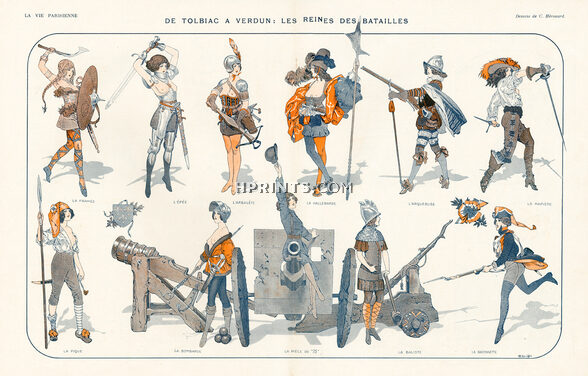 Chéri Hérouard 1916 "De Tolbiac à Verdun" les Reines des Batailles, Military Costumes, Armure, Queens Battles
