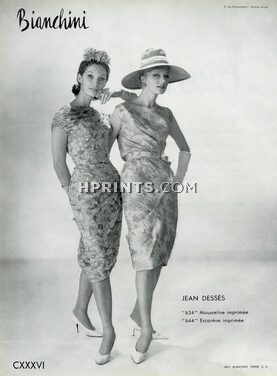 Jean Dessès 1960 Summer Dresses, Bianchini Férier, Photo Guy Arsac
