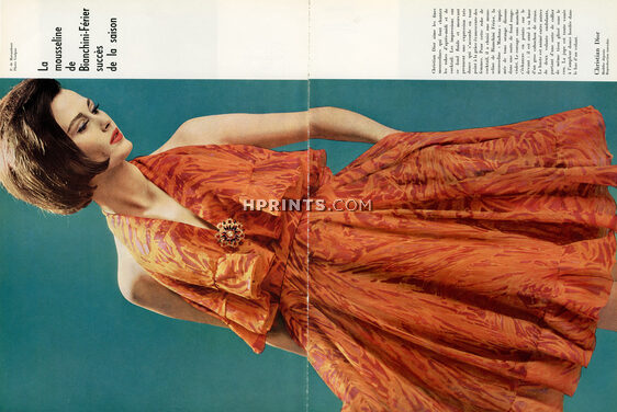 Christian Dior & Nina Ricci 1964 Summer Dress, Suit, mousseline & toile Bianchini Férier, Photo J.L Guégan, 3 pages
