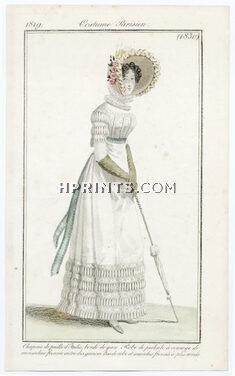 Le Journal des Dames et des Modes 1819 Costume Parisien N°1830