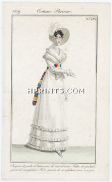 Le Journal des Dames et des Modes 1819 Costume Parisien N°1846
