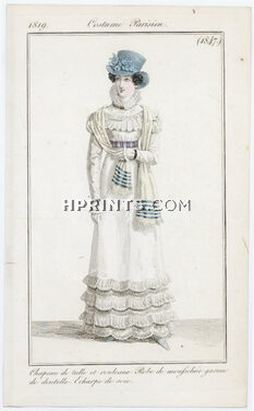 Le Journal des Dames et des Modes 1819 Costume Parisien N°1847
